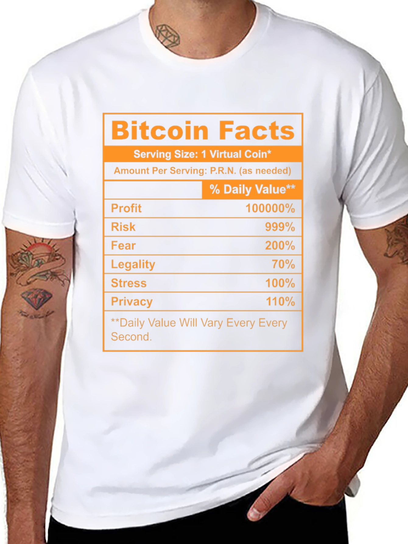 Black Bitcoin Facts Novelty T-Shirt view 8
