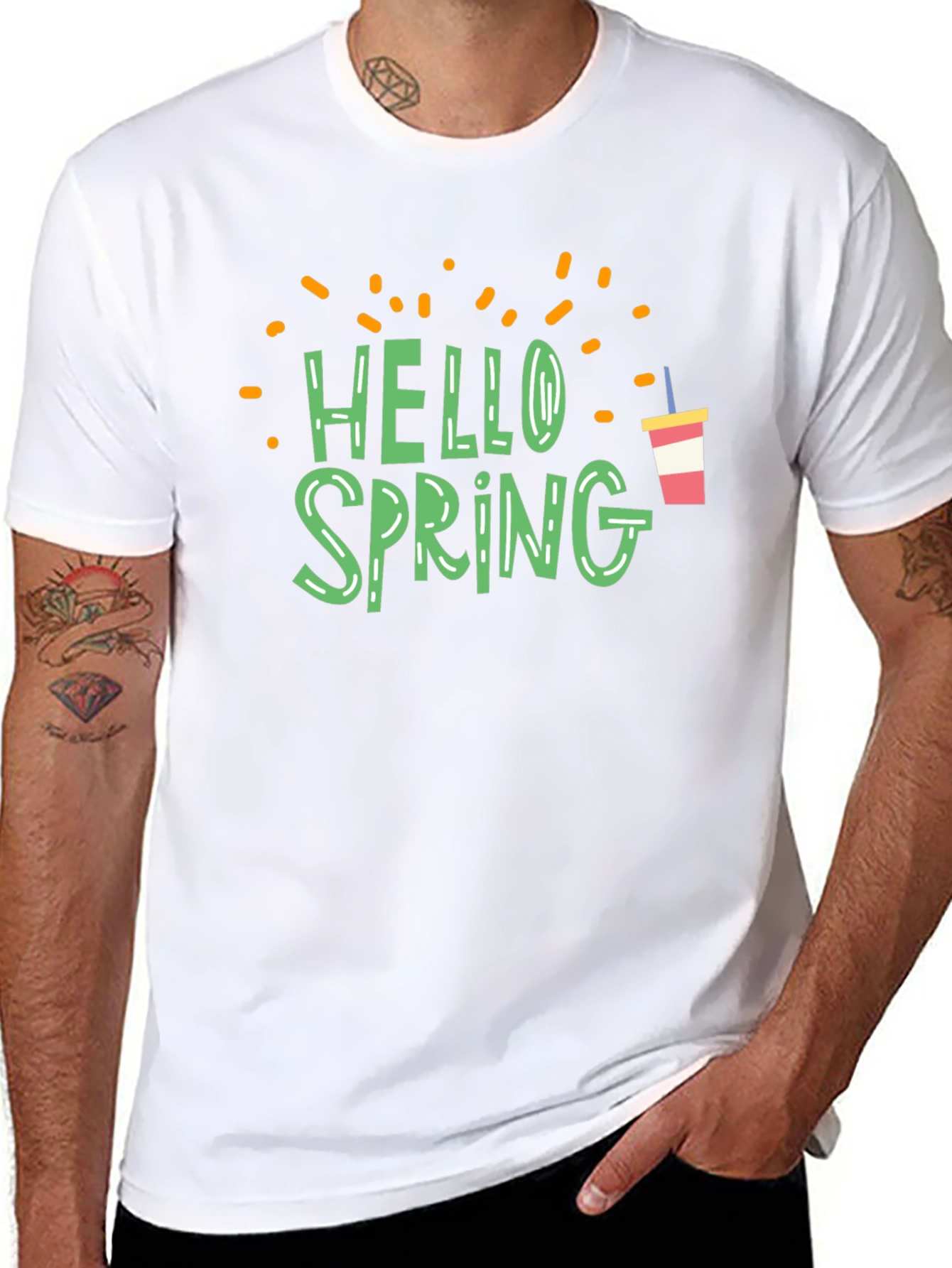 Hello Spring Graphic Tee - Black - 8