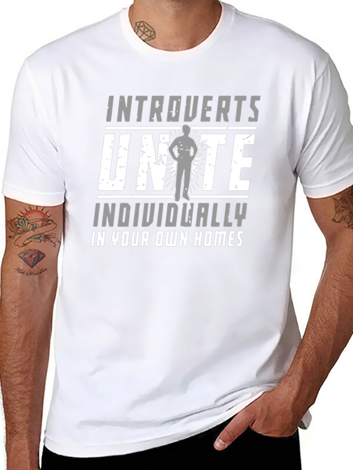 Black Introverts Unite T-Shirt - Individually view 8