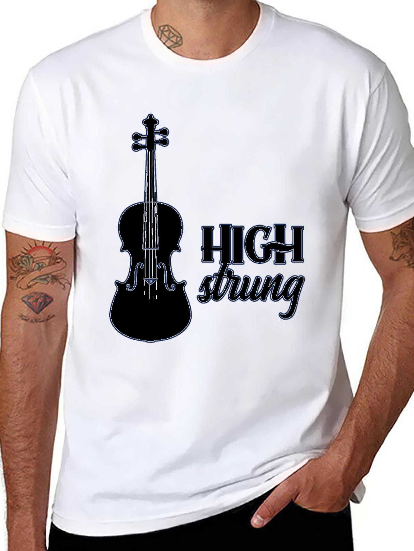 Black High Strung Violin T-Shirt - Music Lover Tee view 8