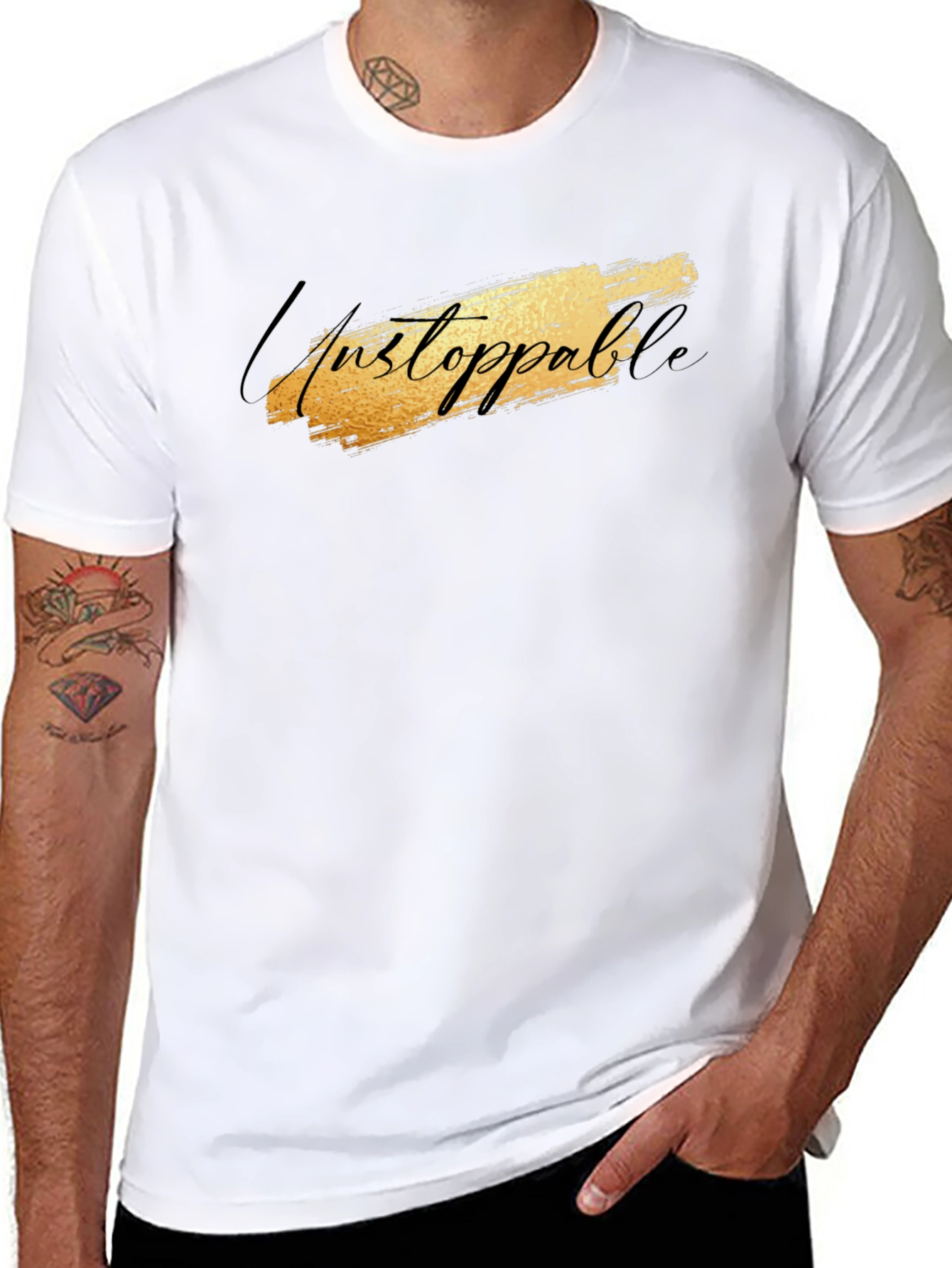 Black Unstoppable Graphic Black T-Shirt for Men view 8