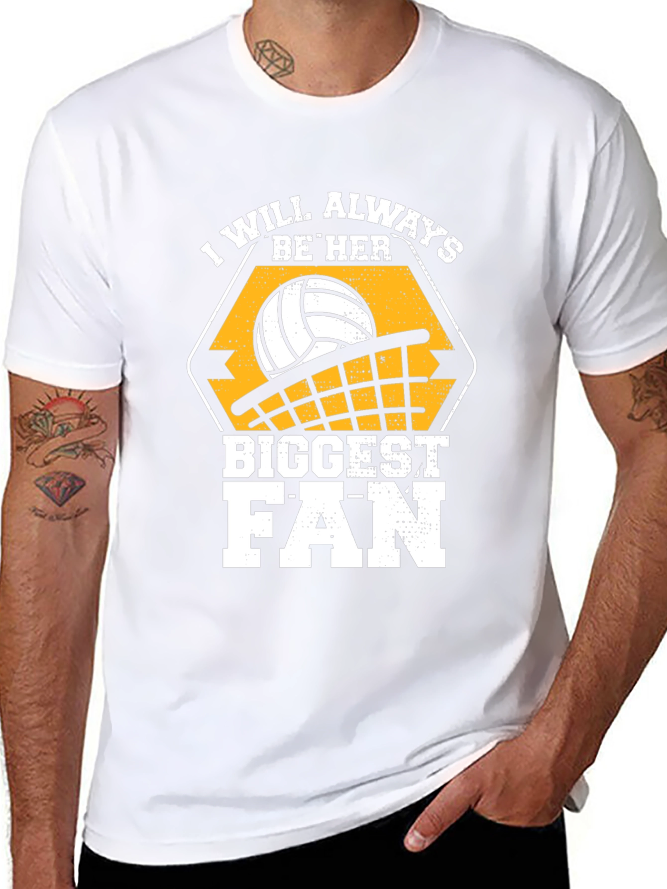Black Volleyball Fan T-Shirt - I Will Always Be Her Biggest Fan view 8