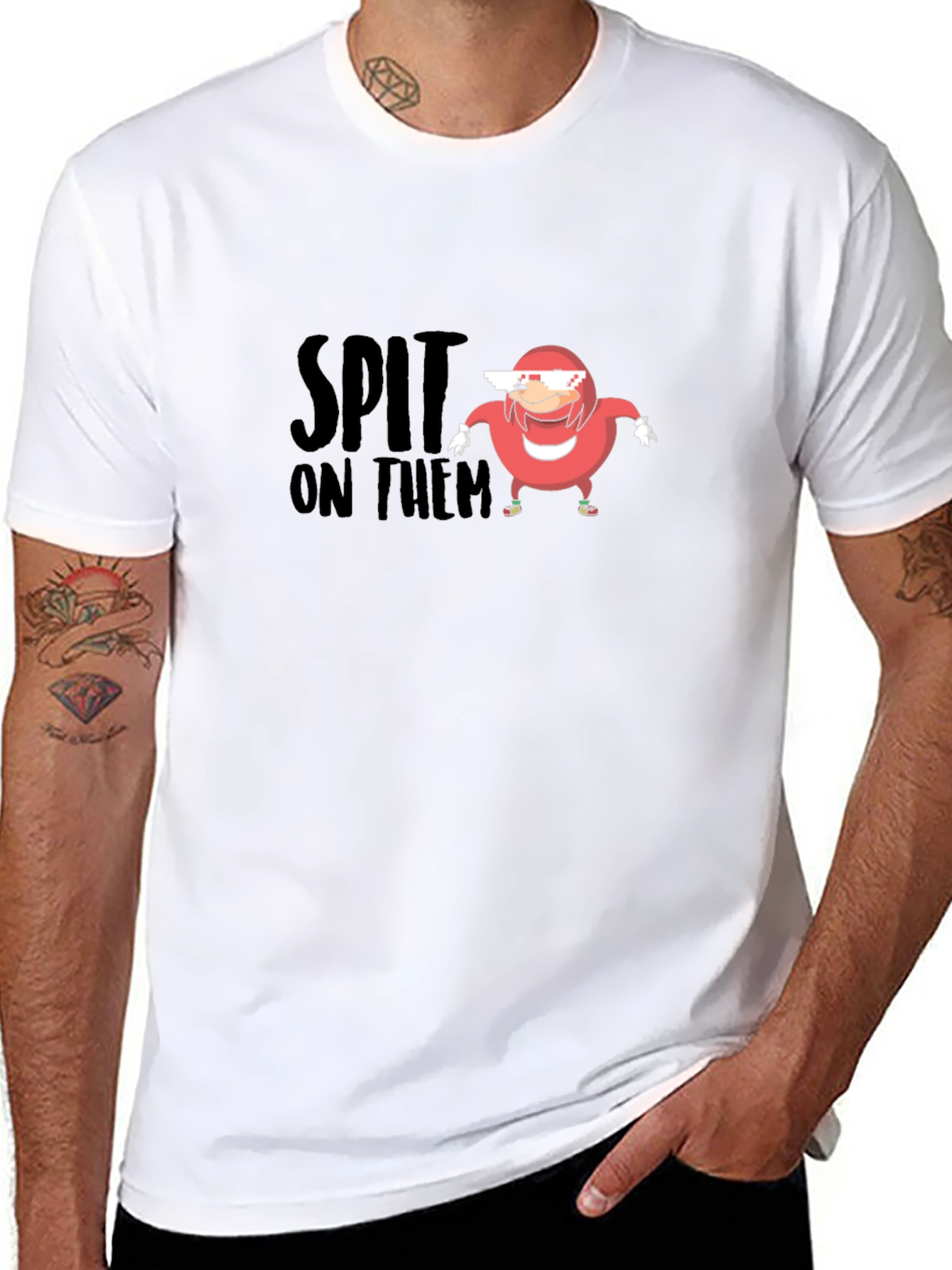 Black Spit On Them Ugandan Knuckles Meme T-Shirt view 8