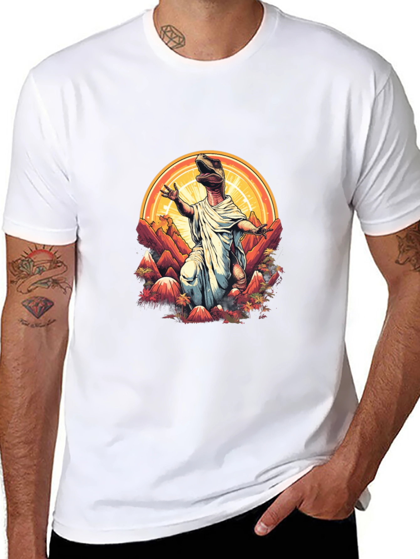 Black Dino-Jesus Graphic Tee view 8