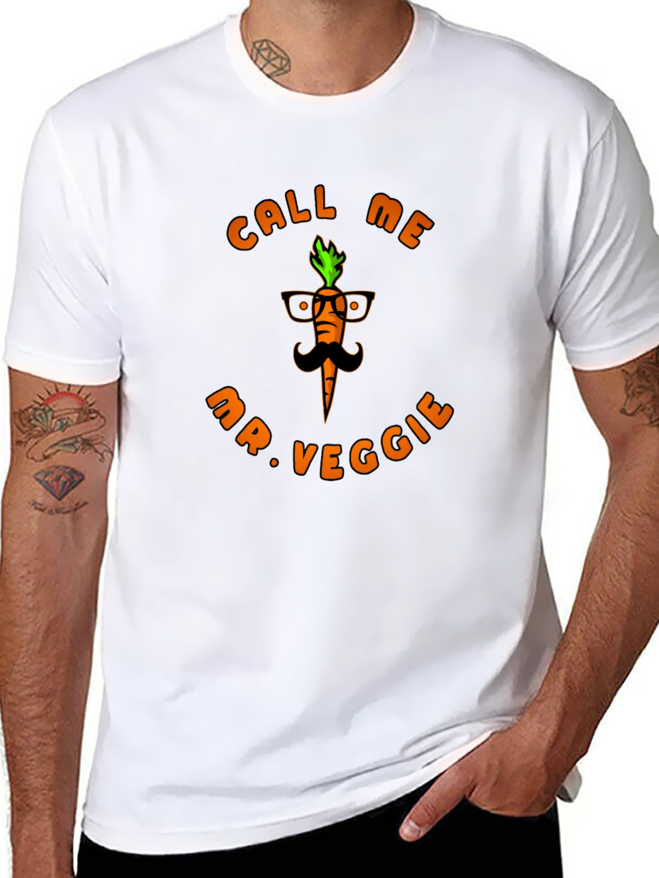 Black Call Me Mr. Veggie Black T-Shirt view 8