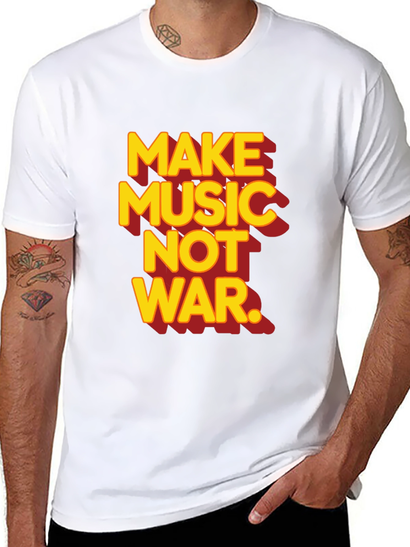 Black Make Music Not War Graphic T-Shirt view 8