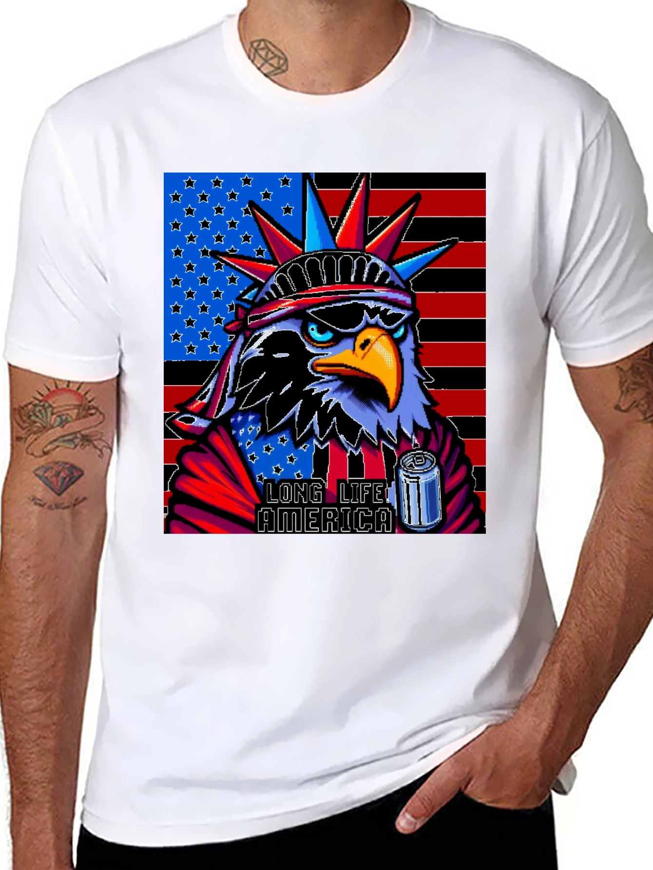 Black Patriotic Eagle T-Shirt: Long Live America! view 8