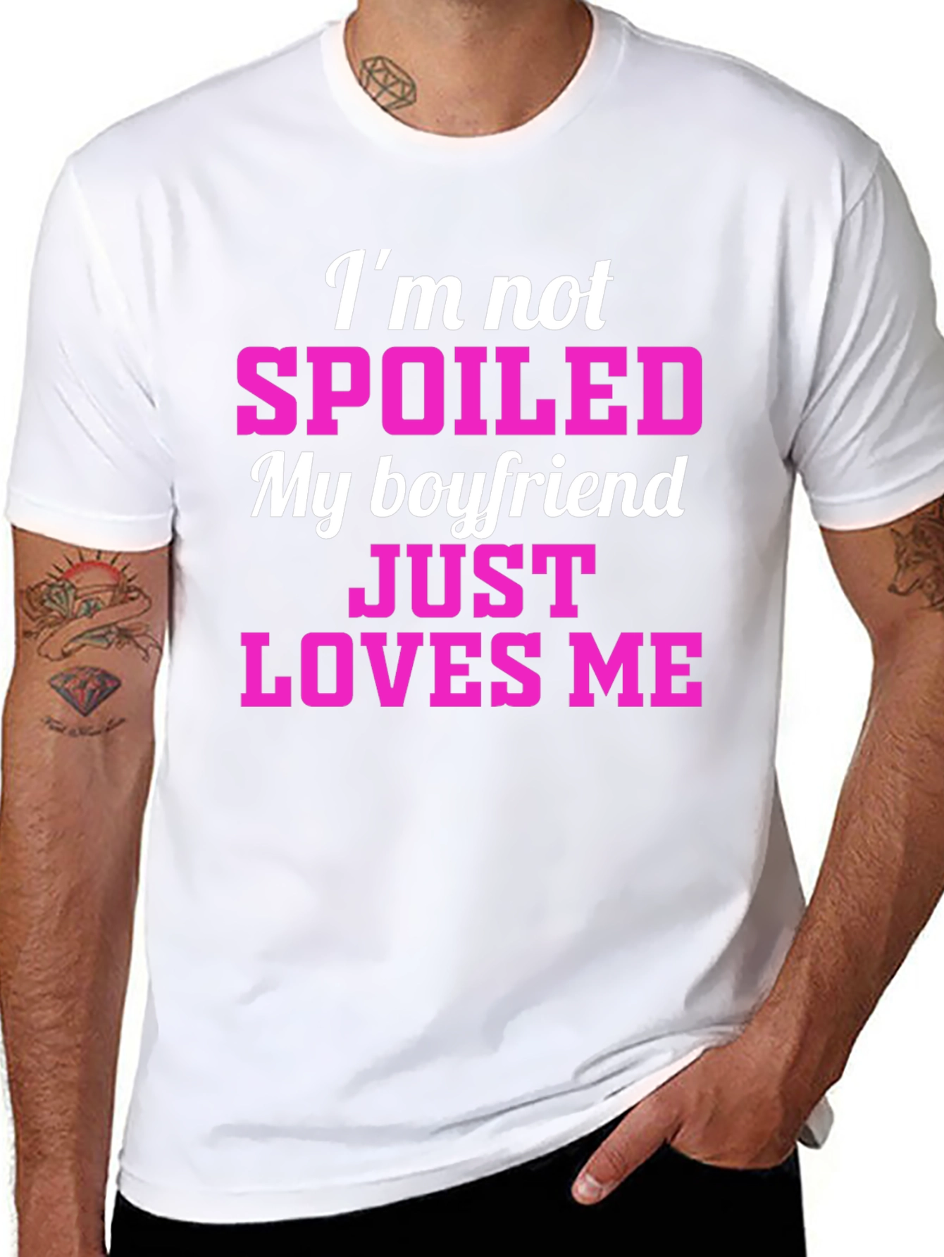 Black Spoiled Boyfriend Loves Me T-Shirt view 8