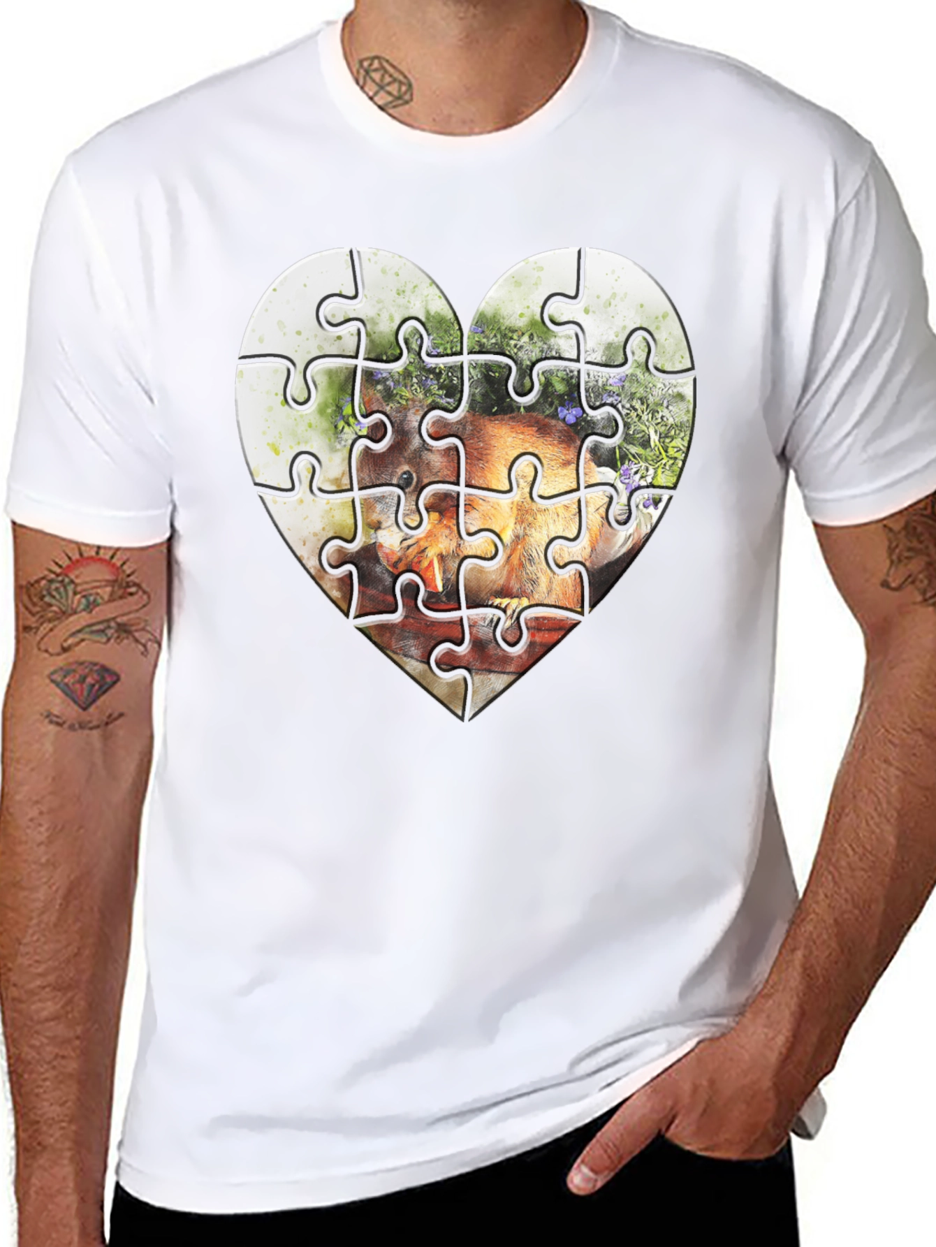Black Heart Puzzle Graphic Tee - Unique Design view 8