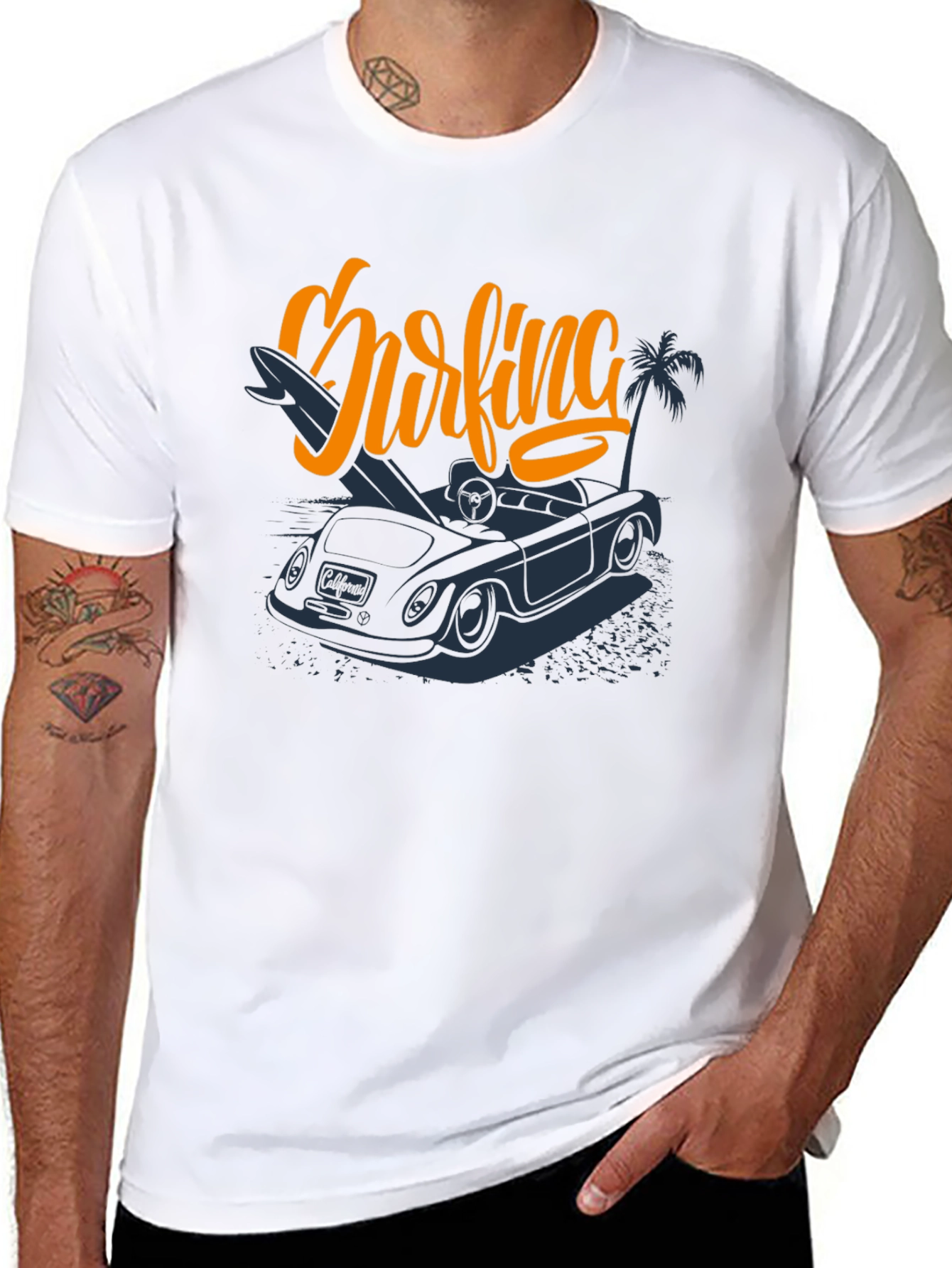 Black Surfing Car Graphic Tee -  Vacation Ready view 8