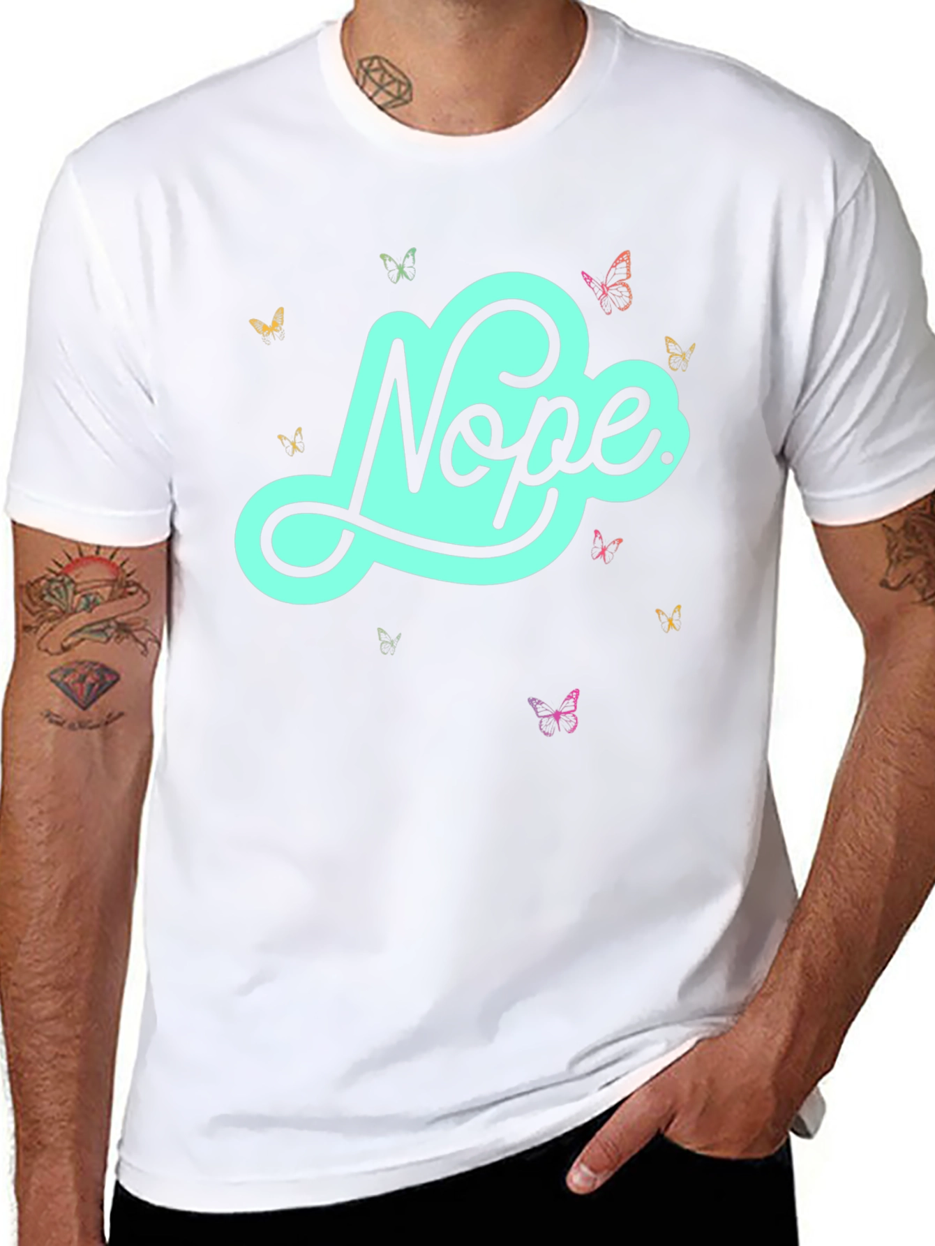Black Nope Butterfly Graphic Tee - Casual Style view 8
