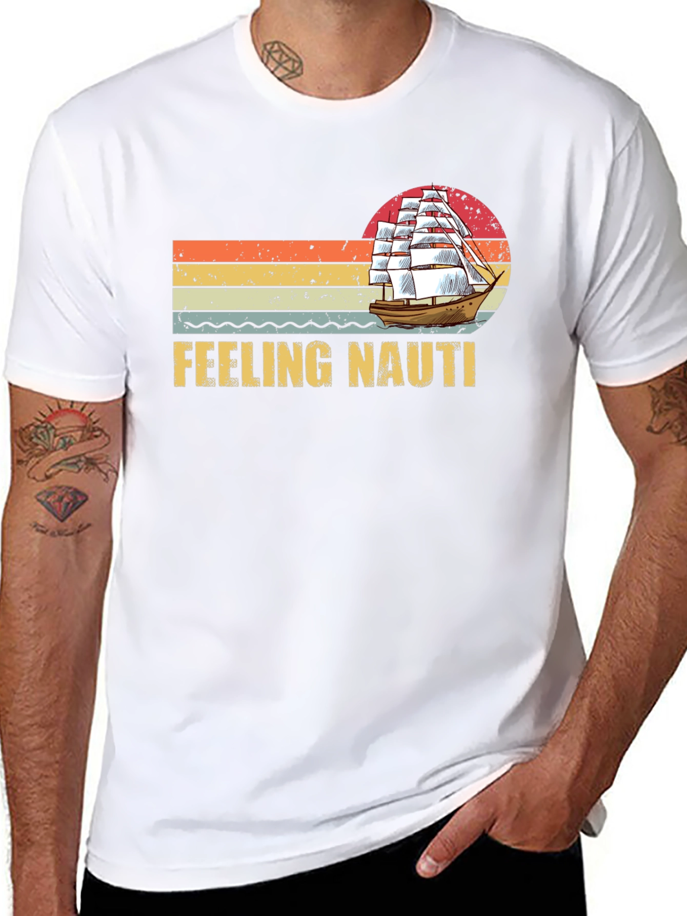 Black Feeling Nauti T-Shirt - Vintage Sailboat Design view 8