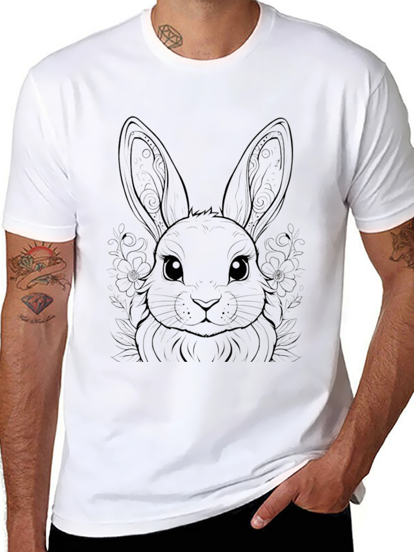 Black Rabbit Graphic Tee - Black Unisex T-Shirt view 8