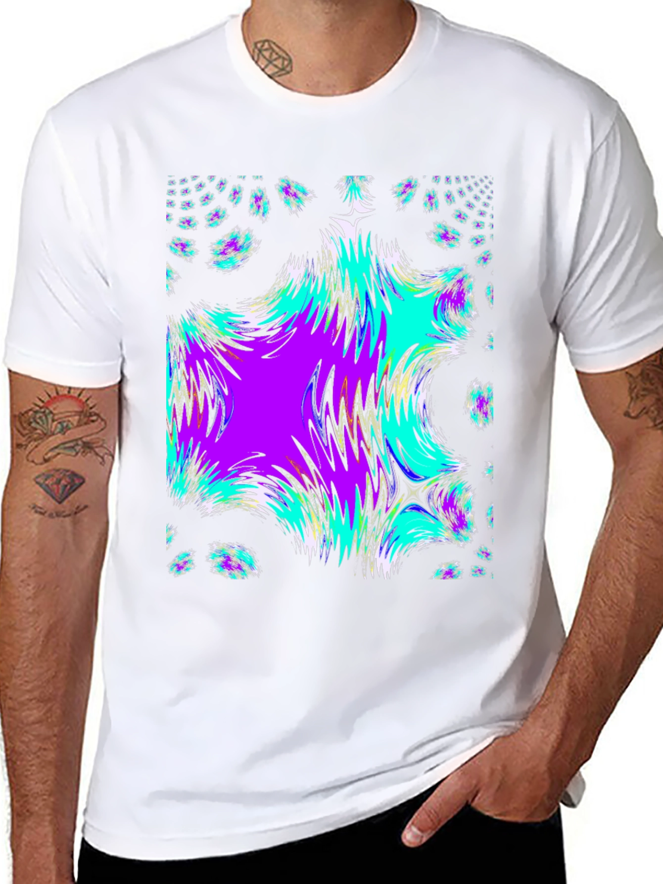 Black Abstract Fractal Black T-Shirt view 8