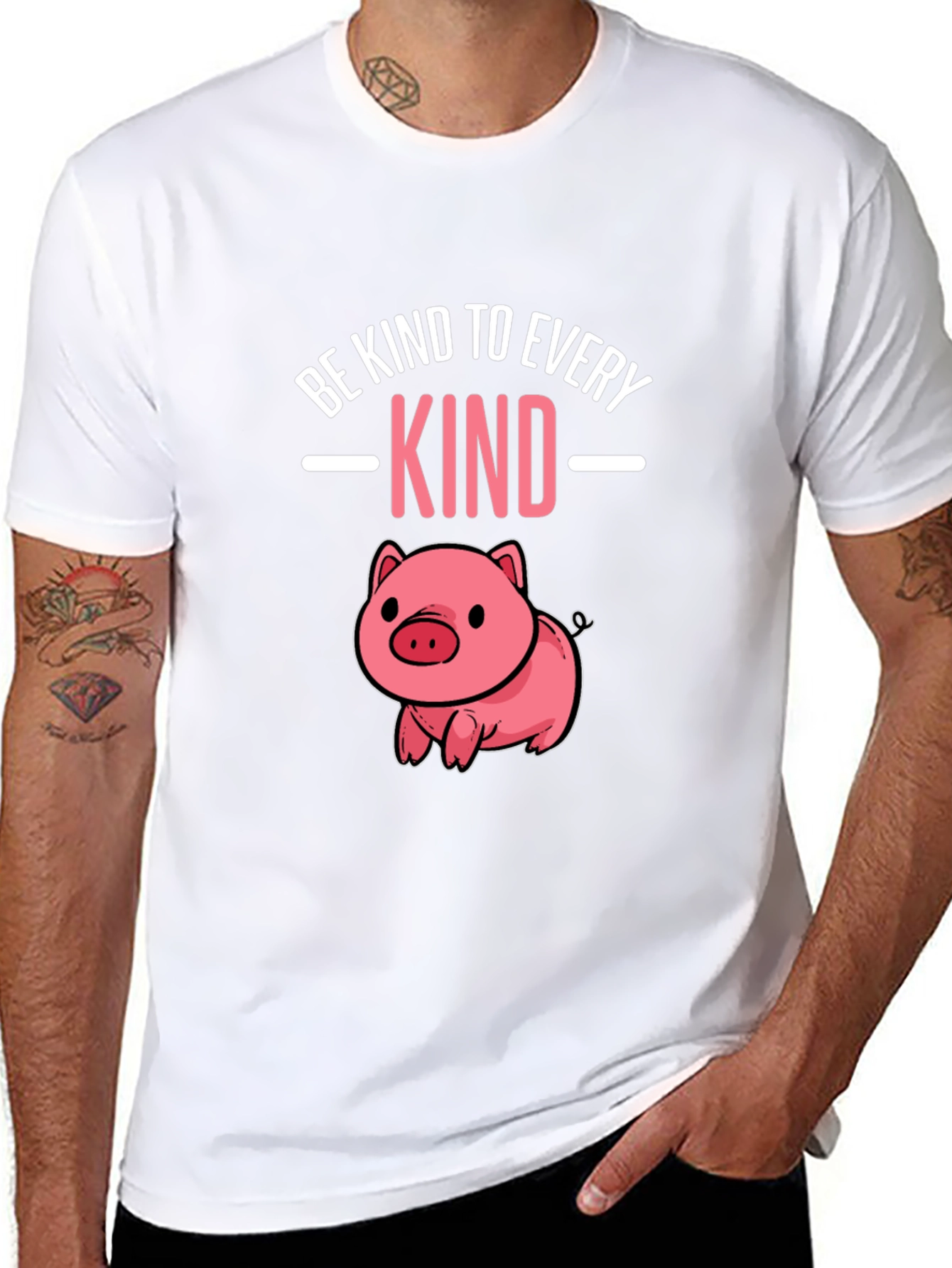 Black Be Kind To Every Kind Pig T-Shirt view 8