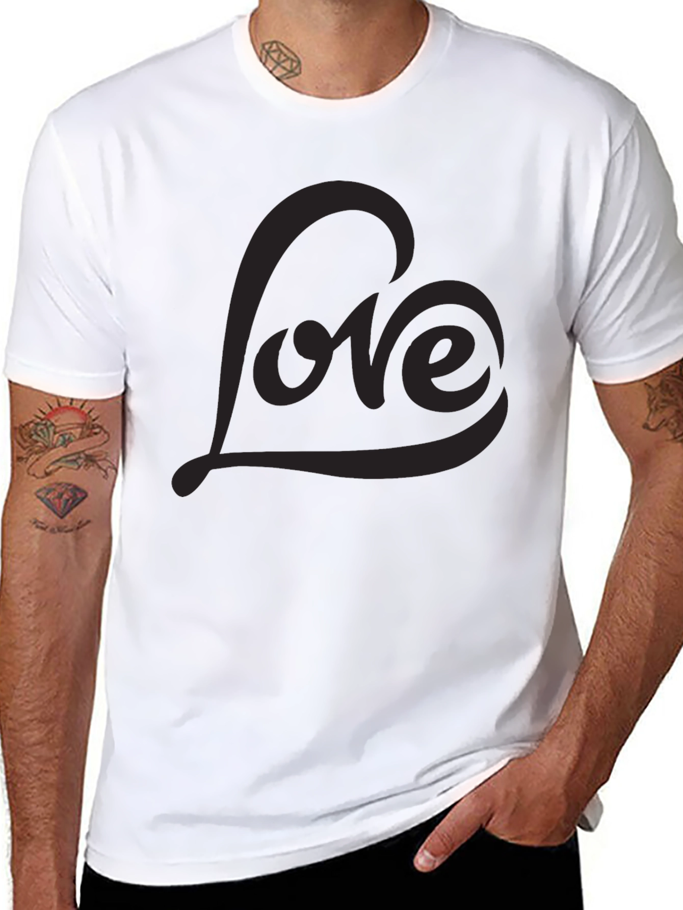 Black Men's Black Love Graphic Tee - Stylish Casual Comfort view 8