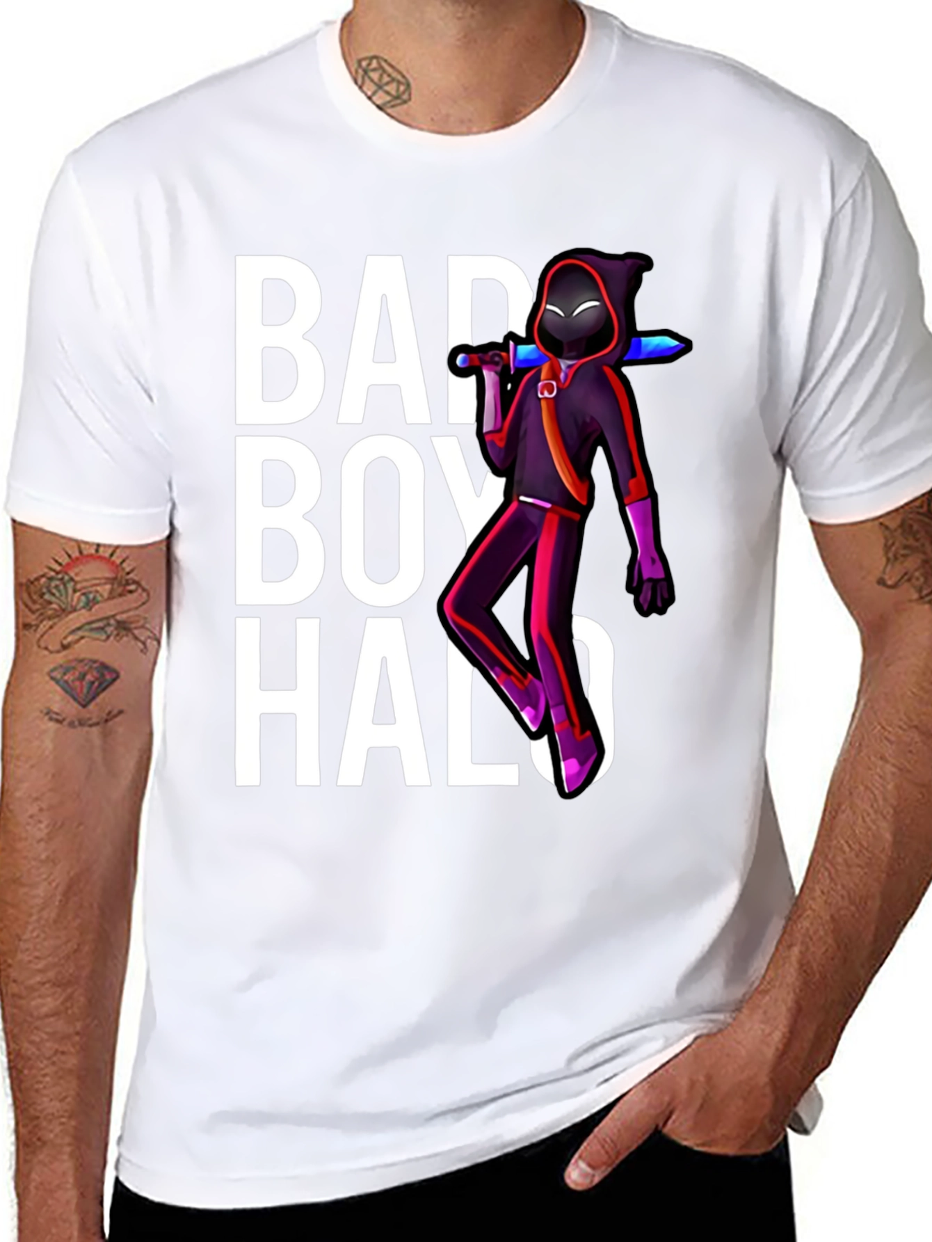 Black BadBoyHalo Graphic T-Shirt - Black Crew Neck view 8