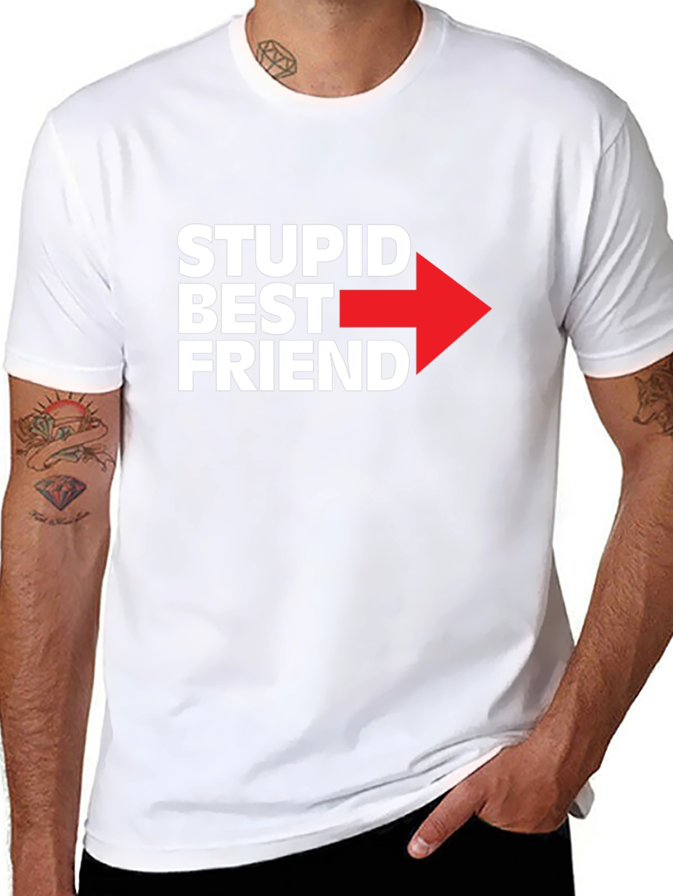 Black Stupid Best Friend Graphic T-Shirt - Funny Friendship Tee view 8