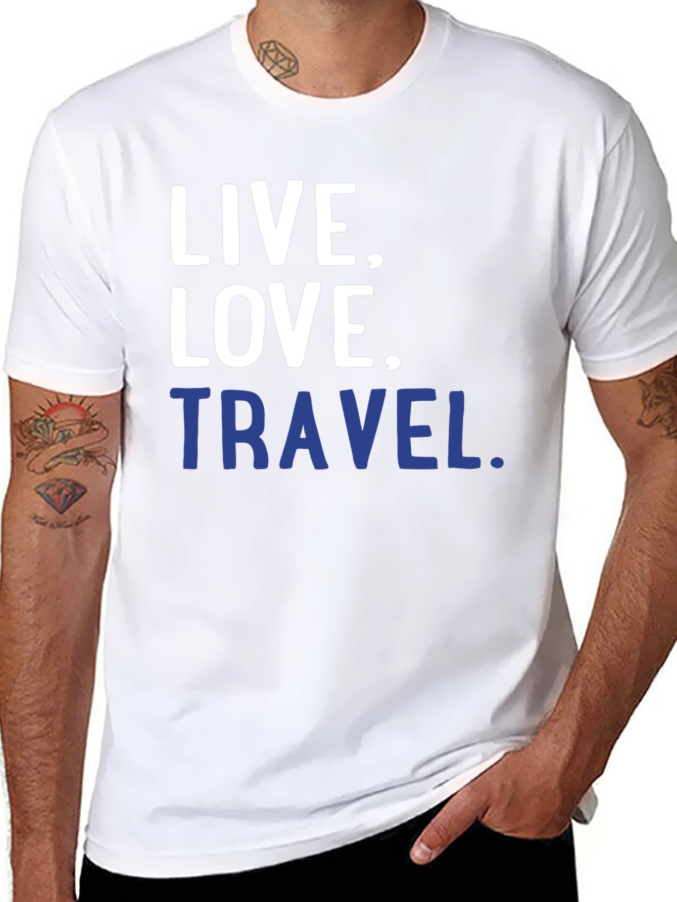Black Live, Love, Travel T-Shirt - Black Graphic Tee view 8