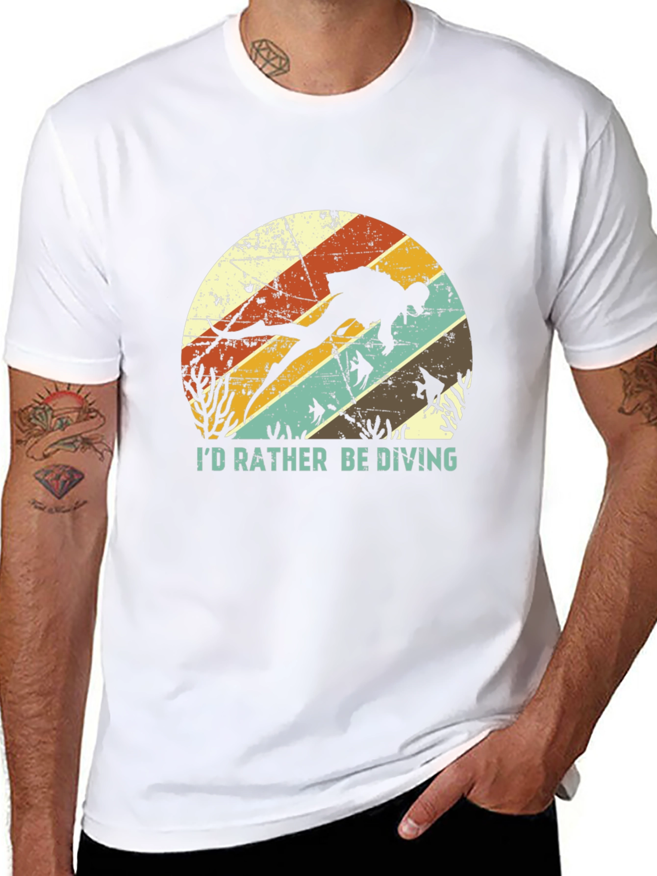 Black I'd Rather Be Diving T-Shirt - Scuba Diver Tee view 8