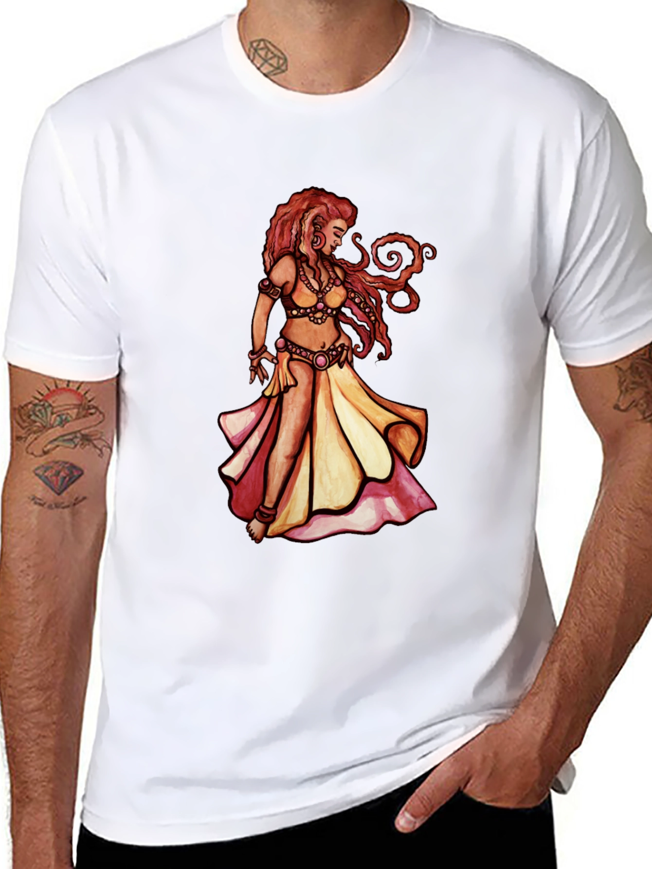 Black Belly Dance Art T-Shirt - Unique Graphic Tee view 8