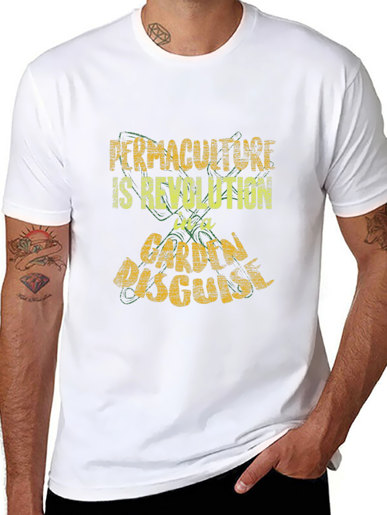 Black Permaculture T-Shirt - Revolution In A Garden Disguise view 8