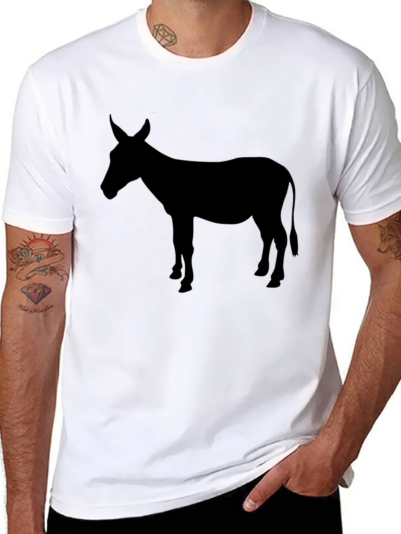 Black Black Donkey Silhouette Graphic T-Shirt view 8
