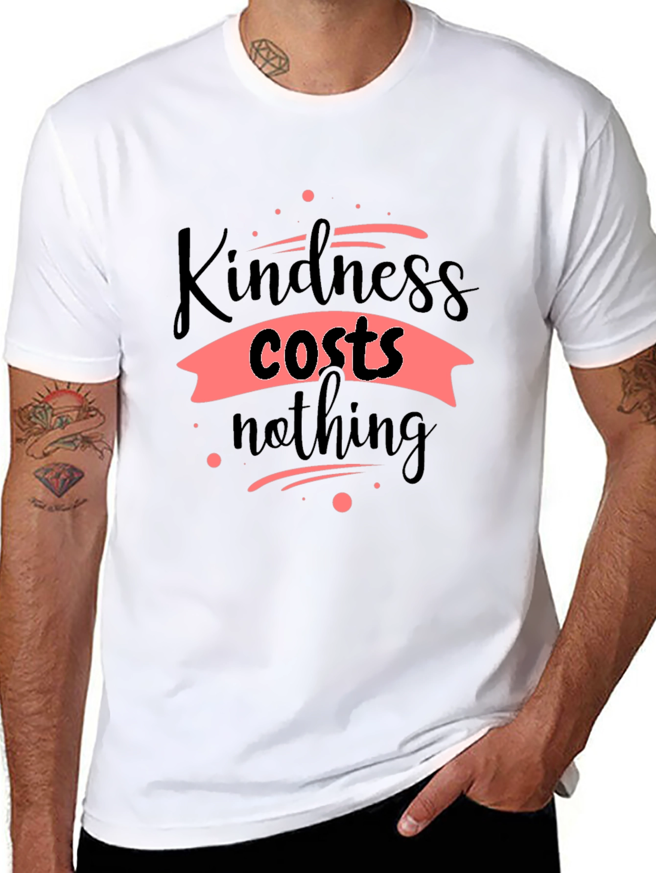 Black Kindness Costs Nothing Black T-Shirt view 8