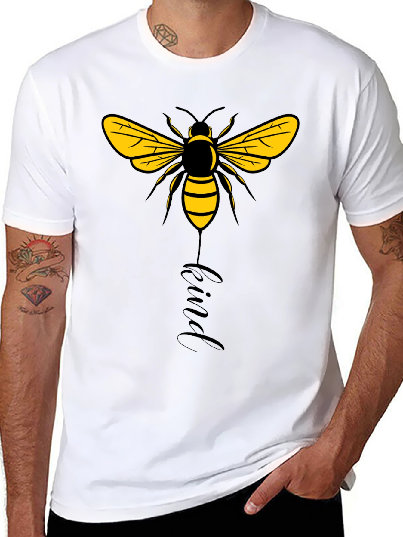 Black Bee Kind Graphic Tee - Black Cotton T-Shirt view 8