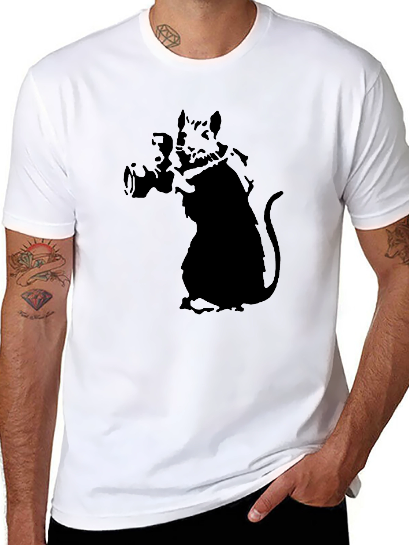 Black Banksy Rat Photographer T-Shirt view 8