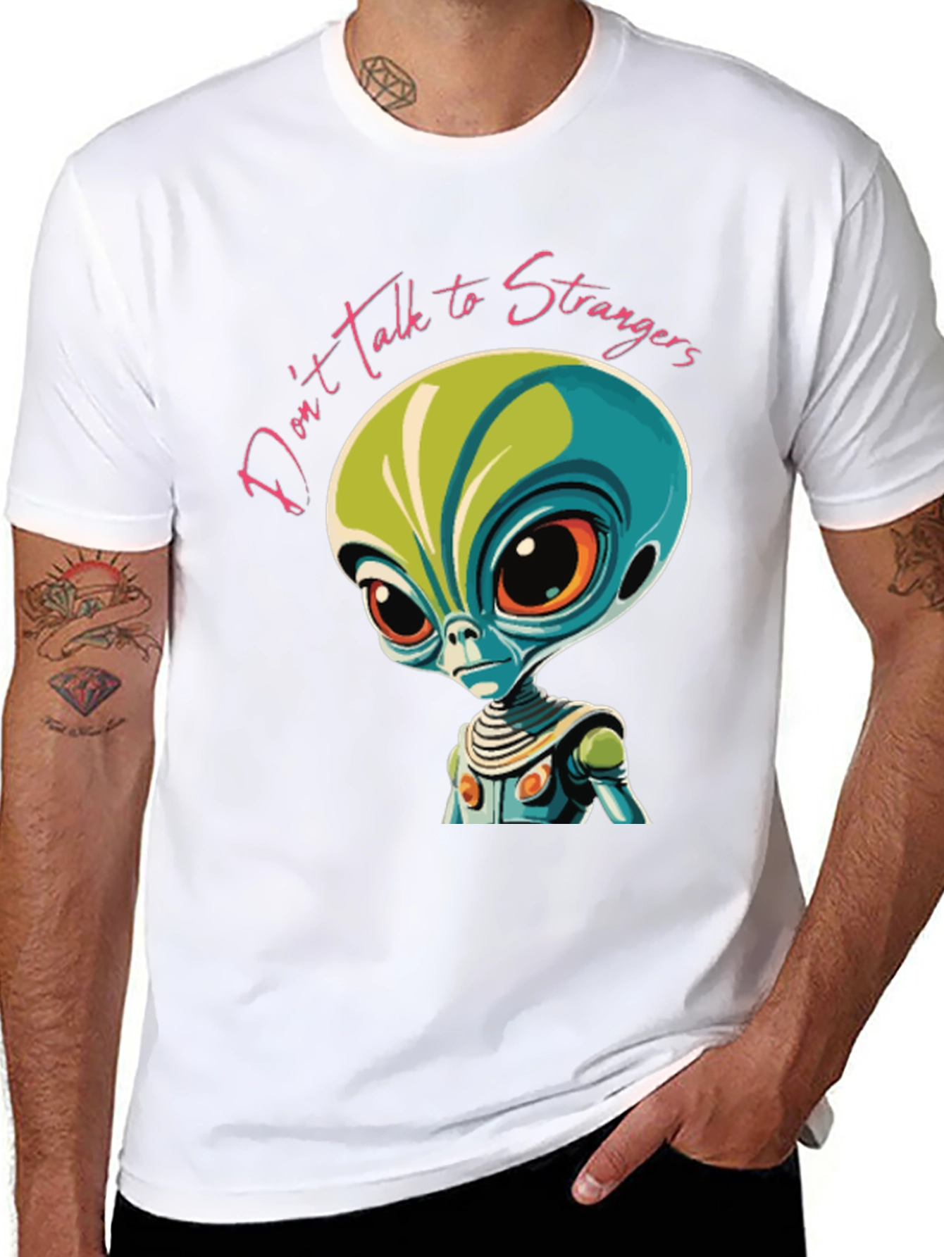 Black Don't Talk to Strangers Alien Graphic Tee view 8