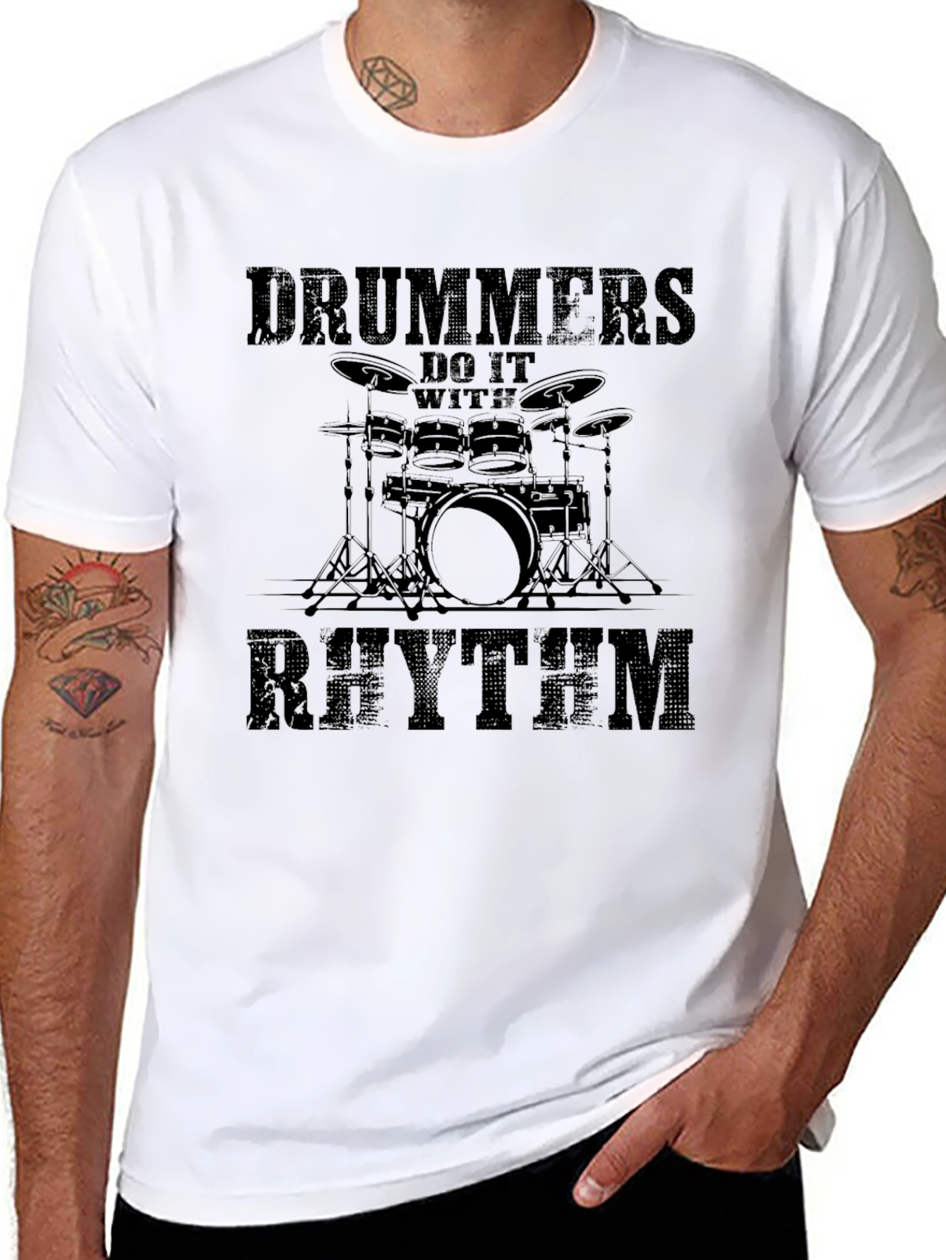 Drummers Do It With Rhythm Black T-Shirt - 8