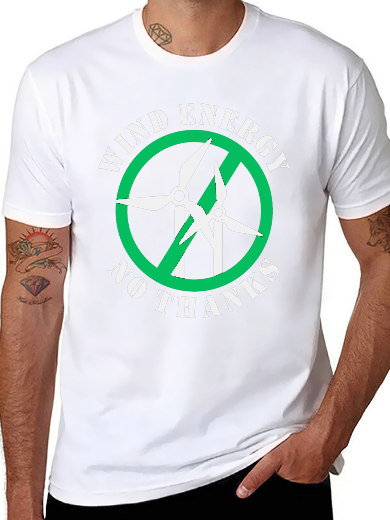 Black Wind Energy No Thanks Graphic T-Shirt view 8