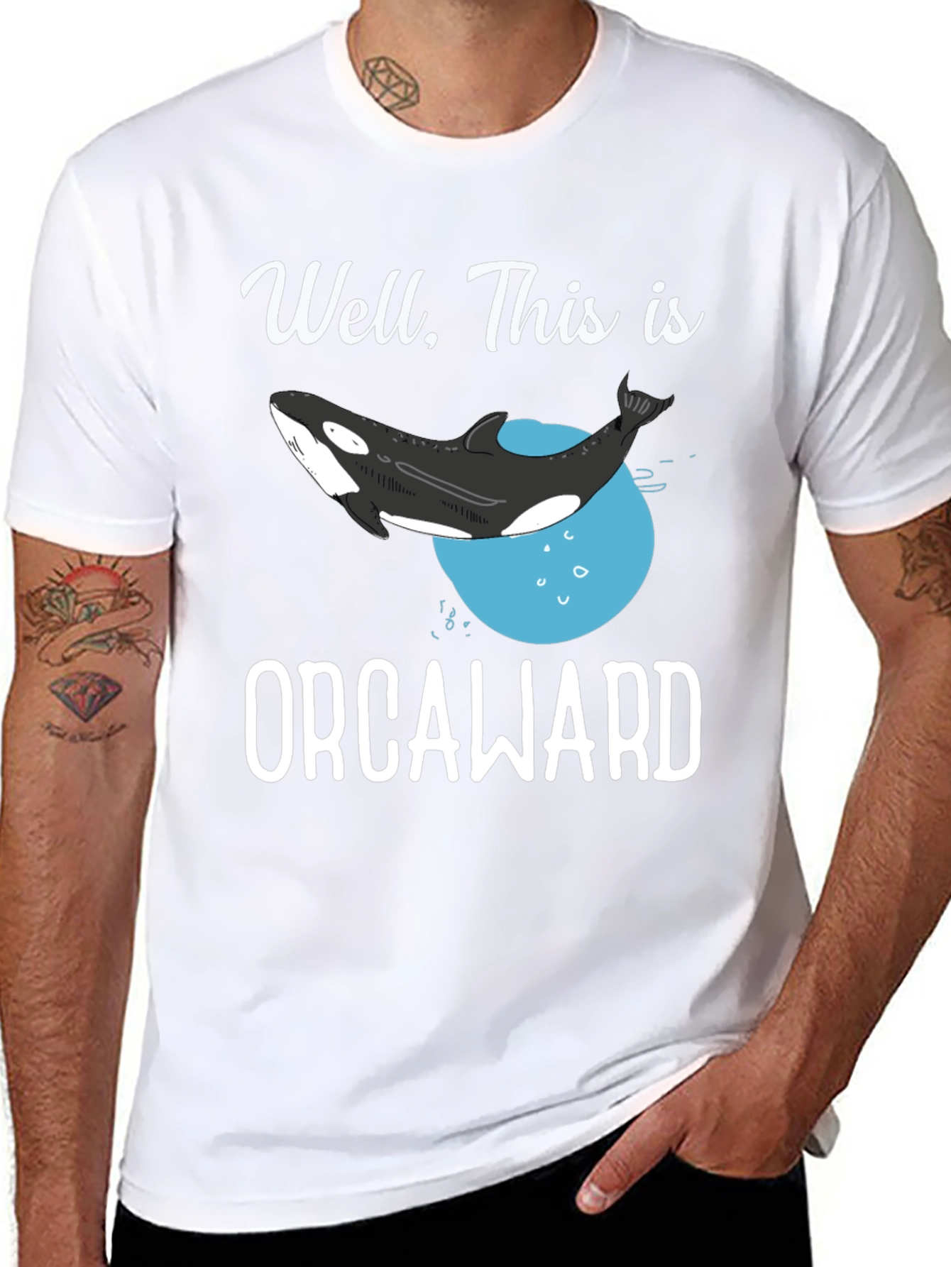 Black Orcaward T-Shirt - Funny Orca Whale Graphic Tee view 8