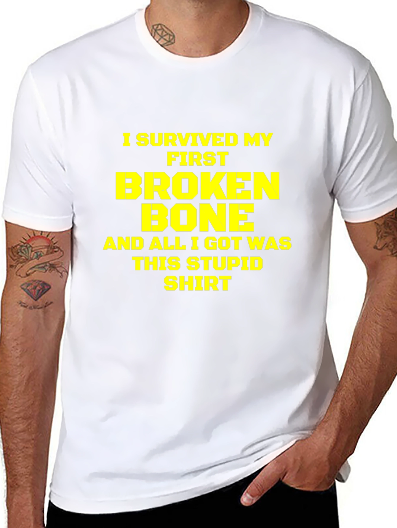 Black I Survived My First Broken Bone T-Shirt view 8