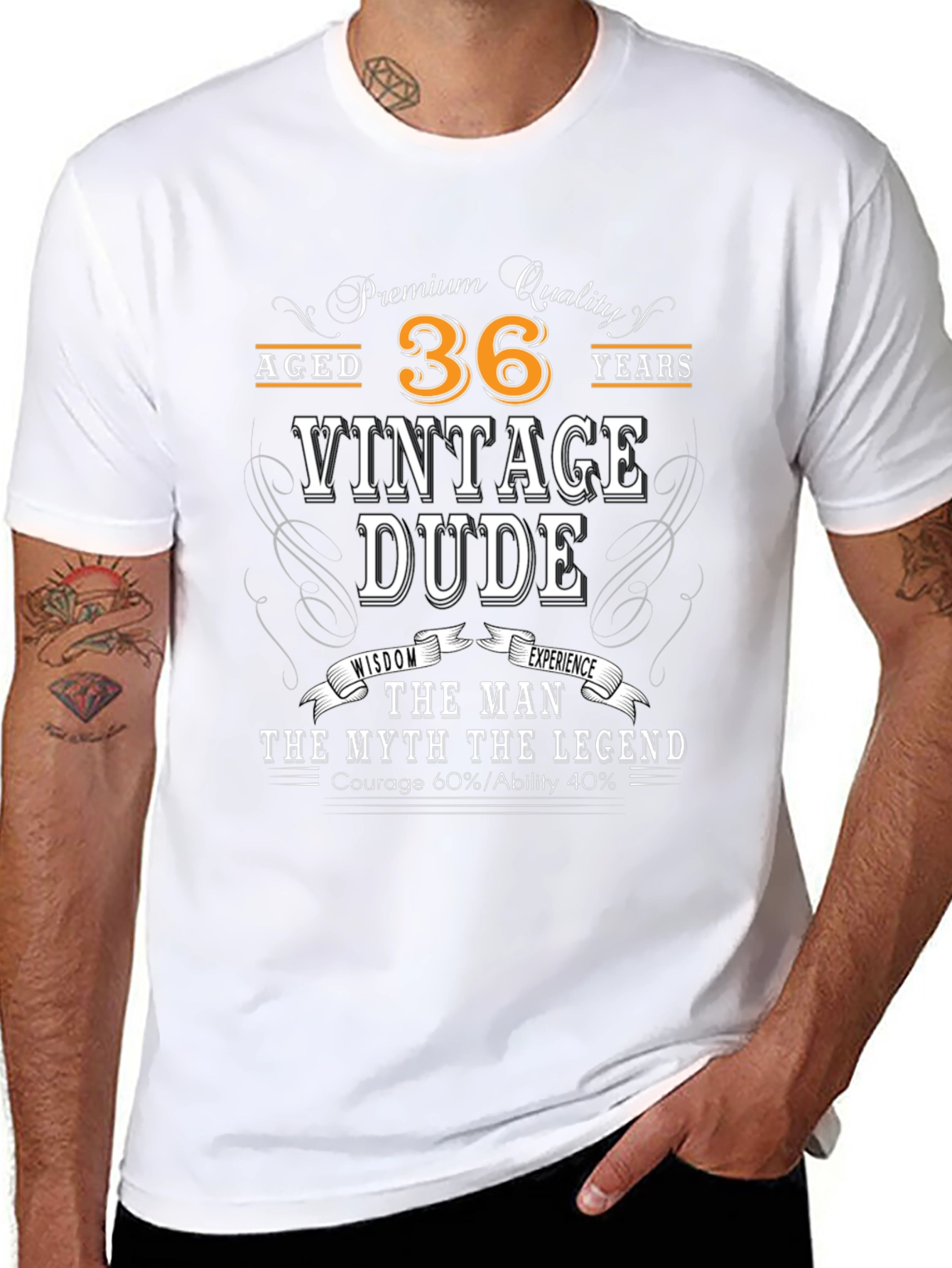Black Vintage Dude 36th Birthday T-Shirt view 8