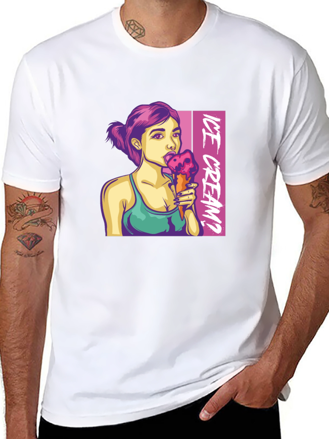 Black Ice Cream Girl Graphic T-Shirt - Stylish Unisex Tee view 8