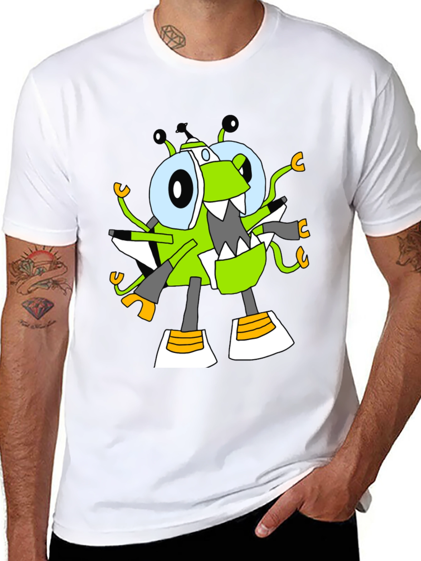 Black Cartoon Character Graphic Tee view 8