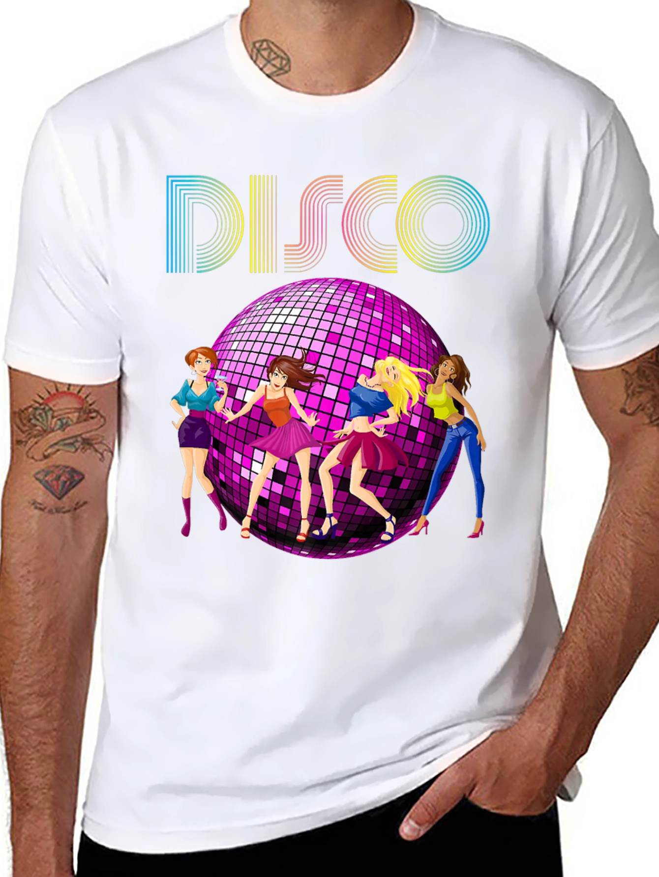 Retro Disco T-Shirt with Dancing Girls - 8