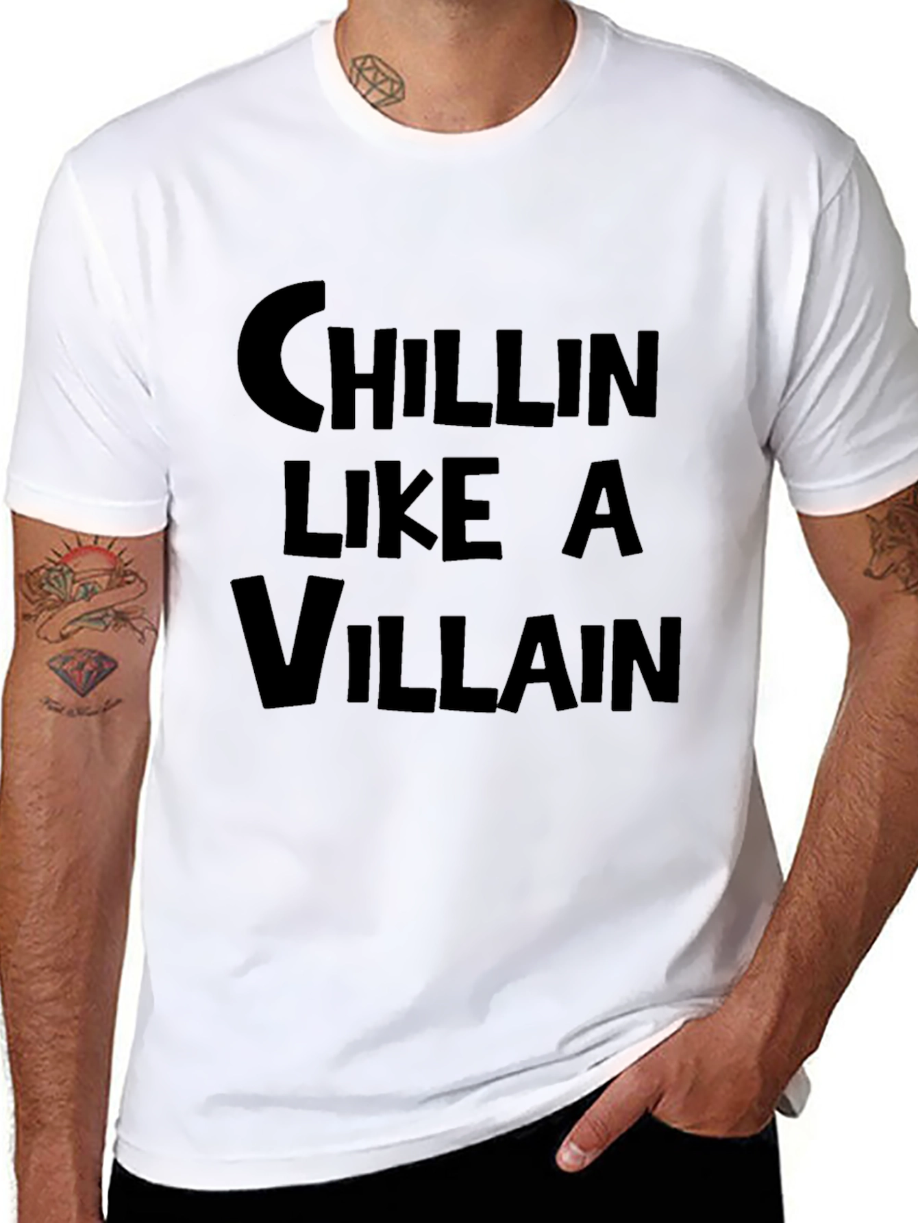 Black Chillin' Like A Villain Graphic Tee - Black Casual Shirt view 8