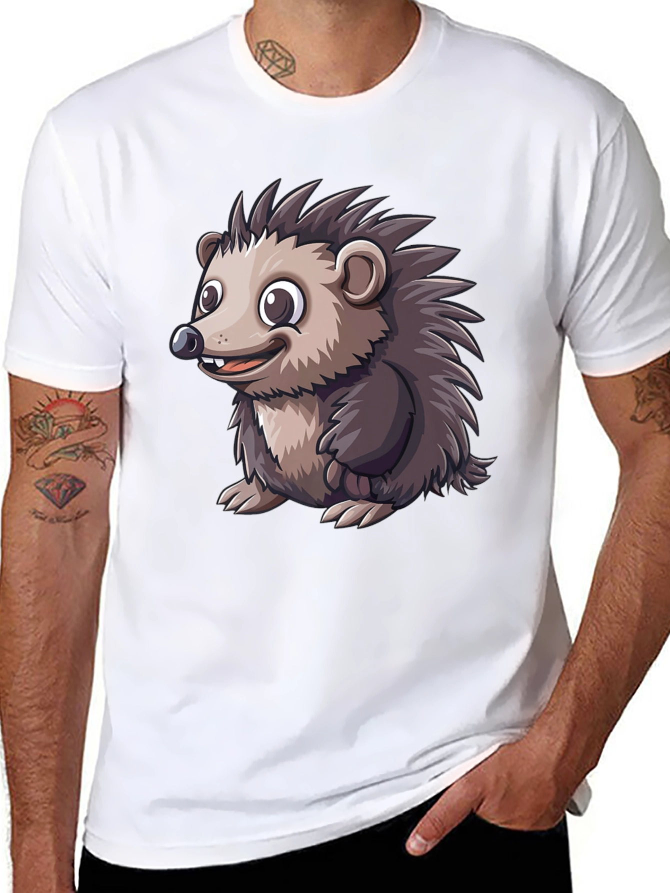 Black Hedgehog Graphic Tee - Soft Cotton Blend view 8
