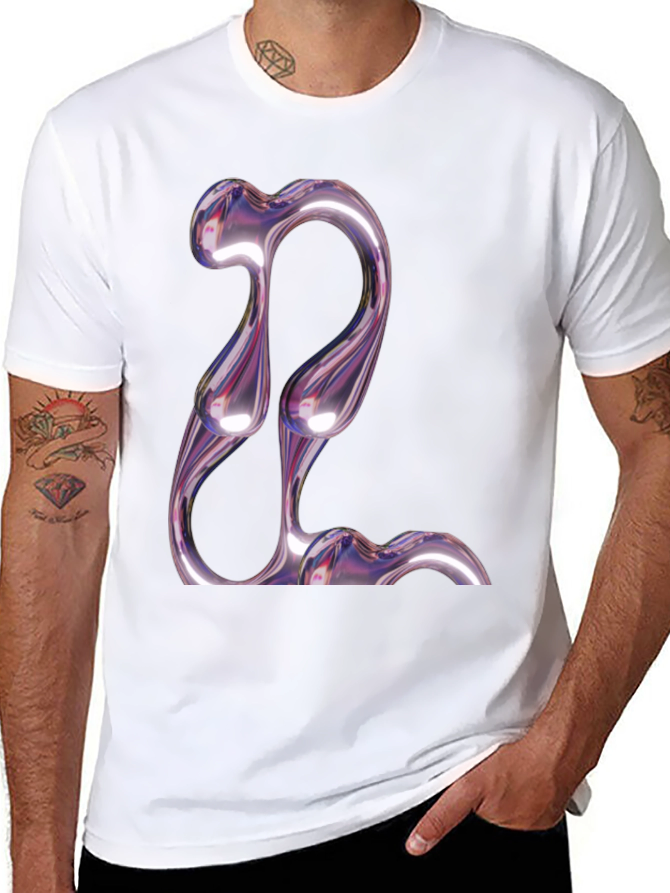 Black Abstract Chrome Graphic Tee - Modern Style view 8