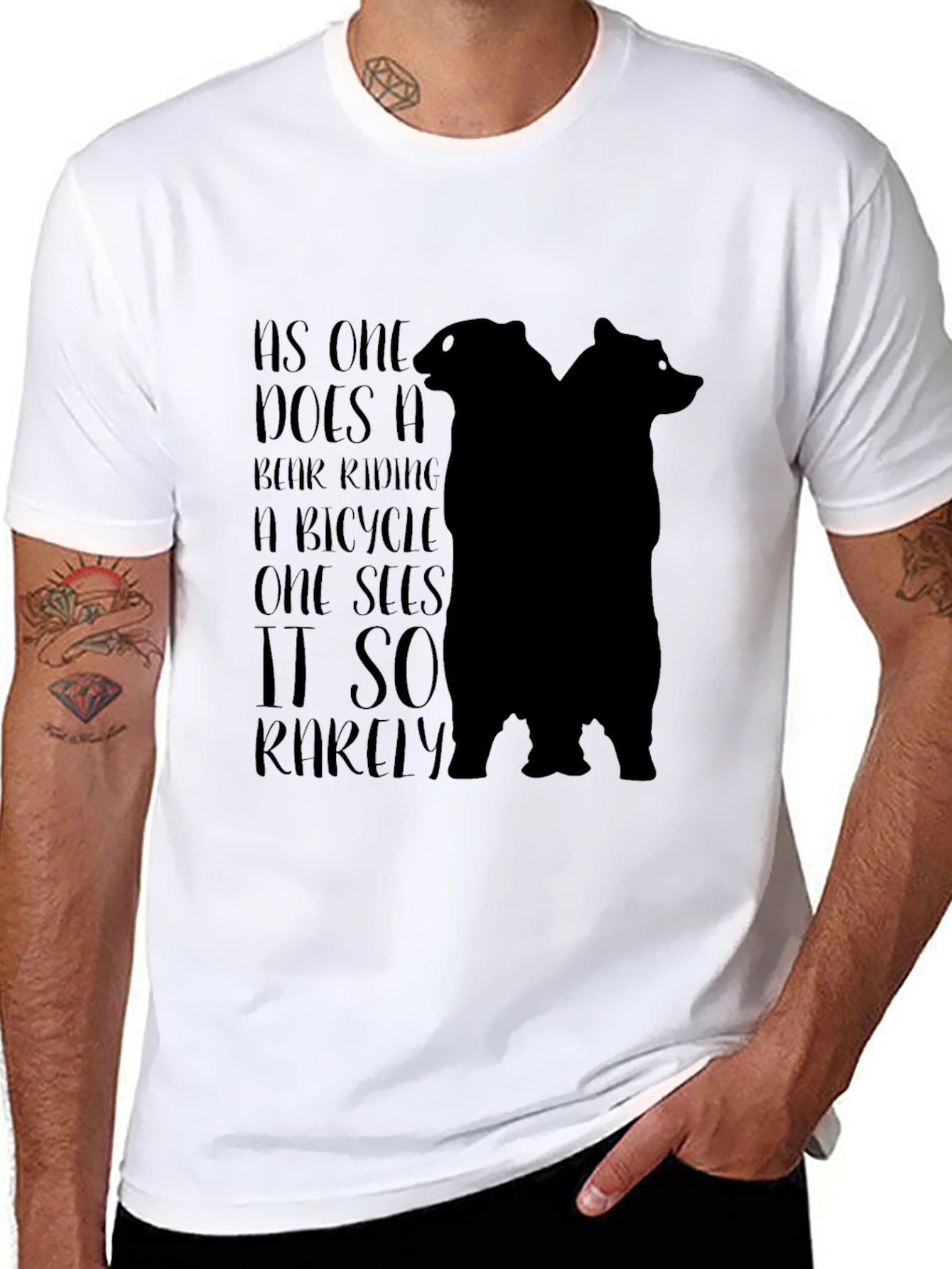 Black Bear Riding Bicycle Graphic Tee - Rare Sight T-Shirt view 8