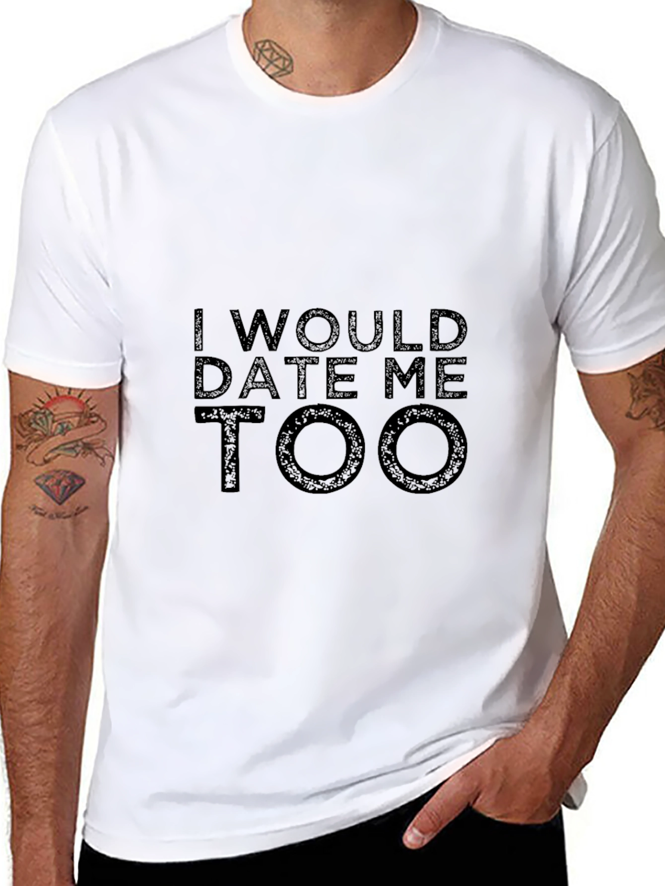 Black I Would Date Me Too T-Shirt - Black Graphic Tee view 8
