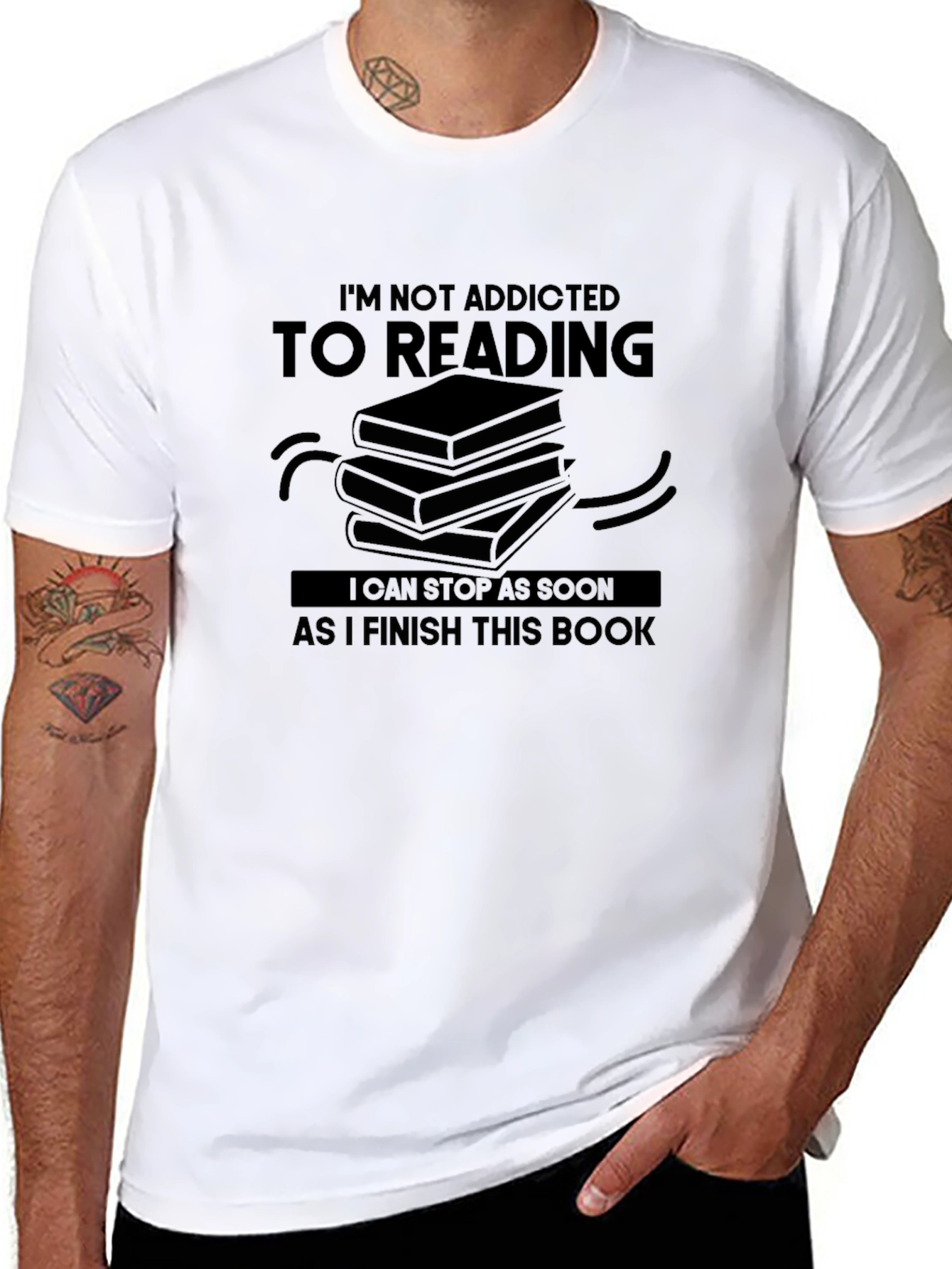 Black Reading Addict T-Shirt - Funny Book Lover Tee view 8