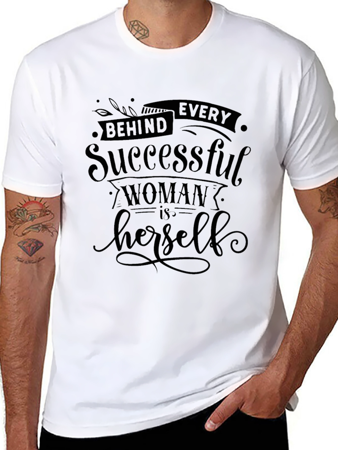 Black Empowered Woman Graphic Tee - Stylish Black T-Shirt view 8