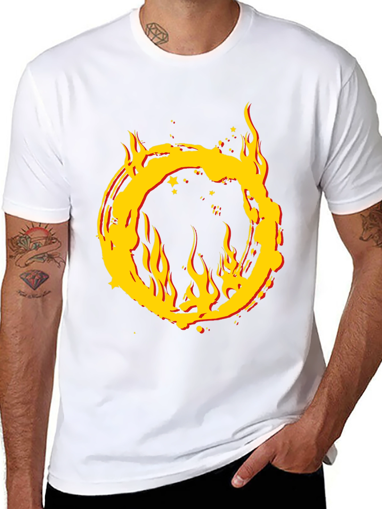 Black Fiery Ring Graphic T-Shirt - Bold Statement Tee view 8