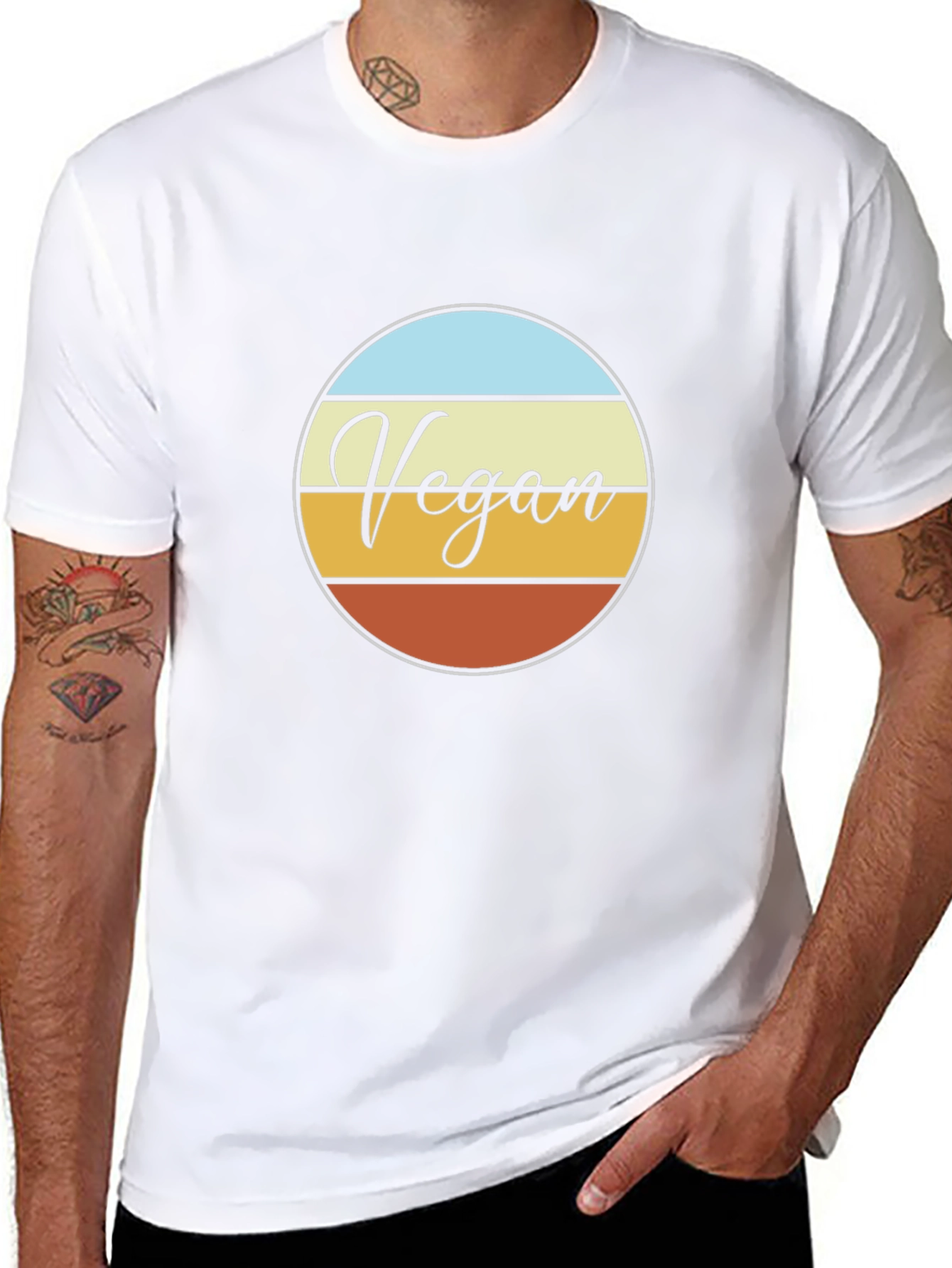 Black Vegan Retro Circle T-Shirt - Black view 8