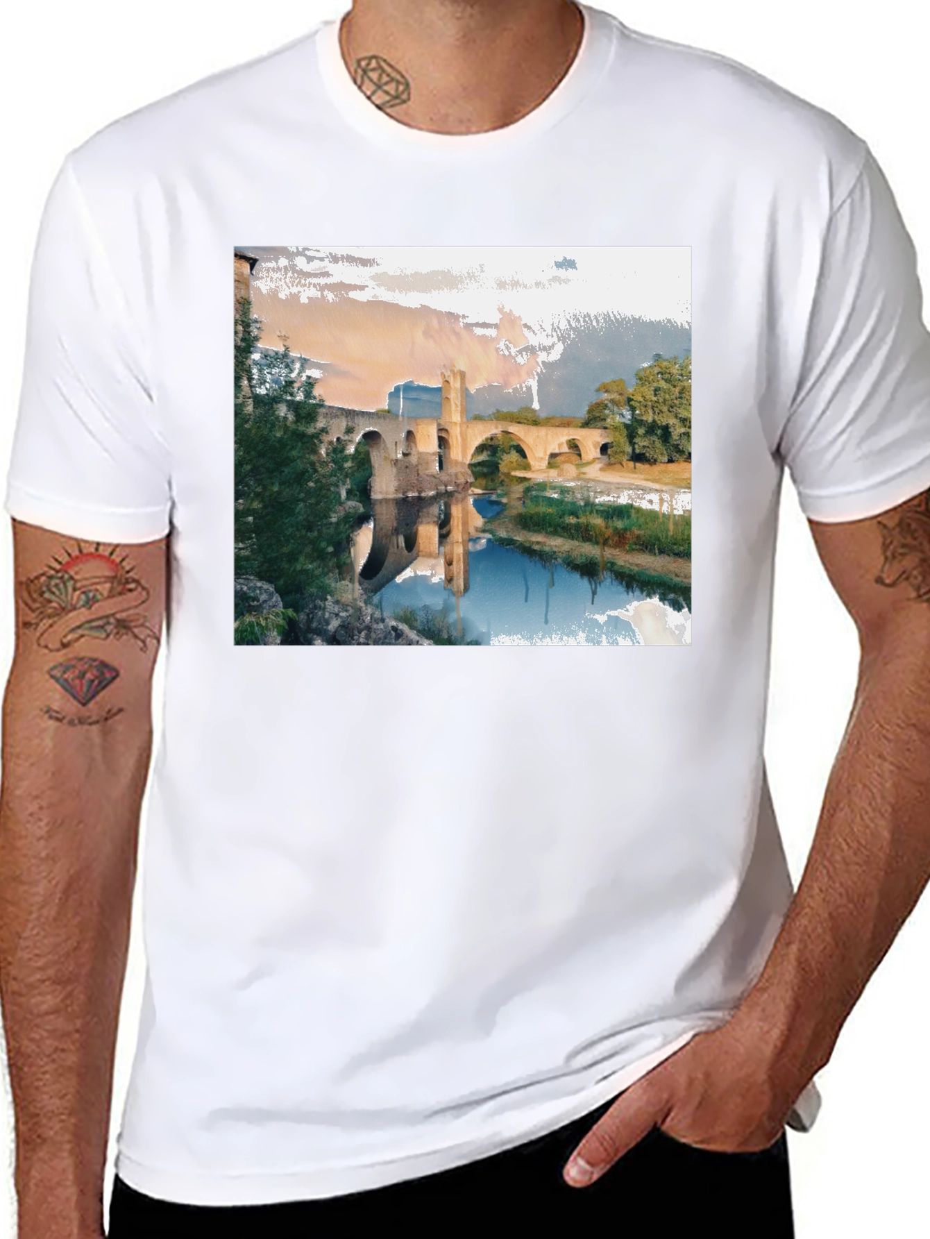 Black River Bridge Graphic Tee - Black Cotton Blend view 8