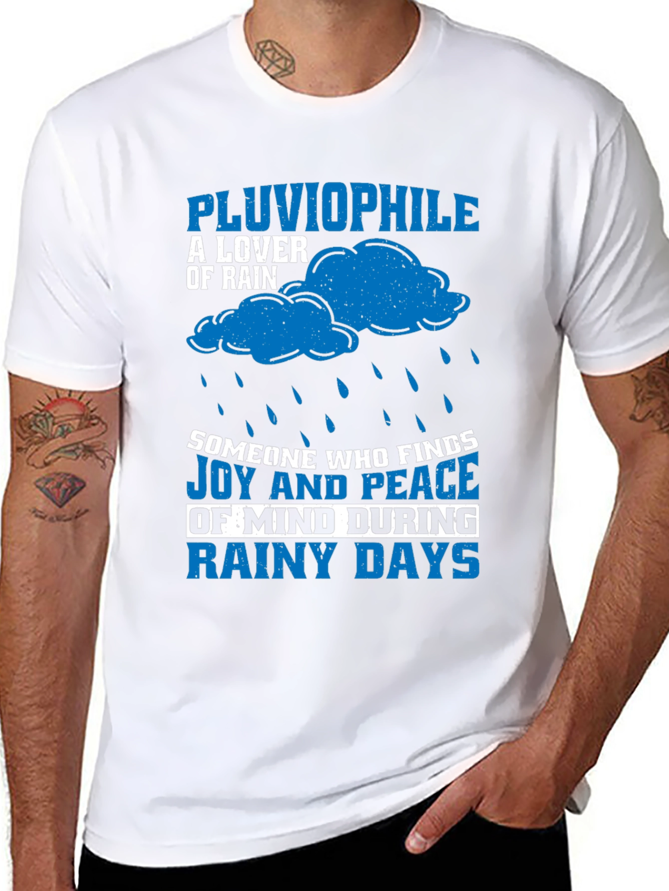Black Pluviophile Rain Lover Graphic T-Shirt view 8